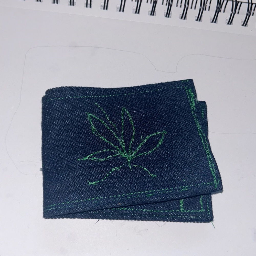Green Stitched Denim Wallet